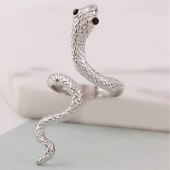 Silver Tone Adjustable Snake Ring - Picture 1 of 5